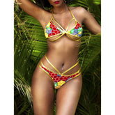 African Geometric Print High Waist Bikini Set for Women - Sexy Two-Piece Swimwear in Purple and Black
